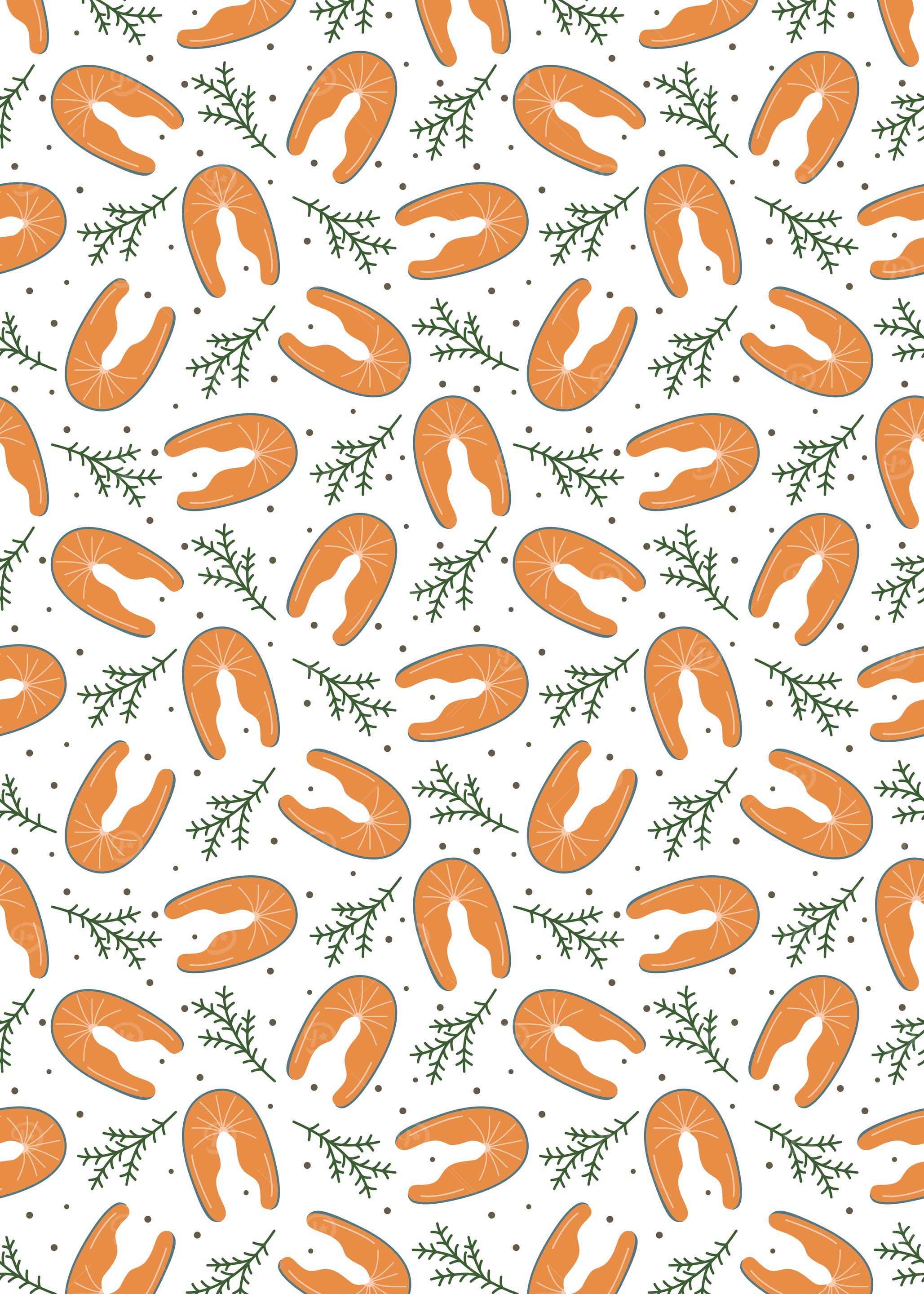Salmon and Spruce Pattern