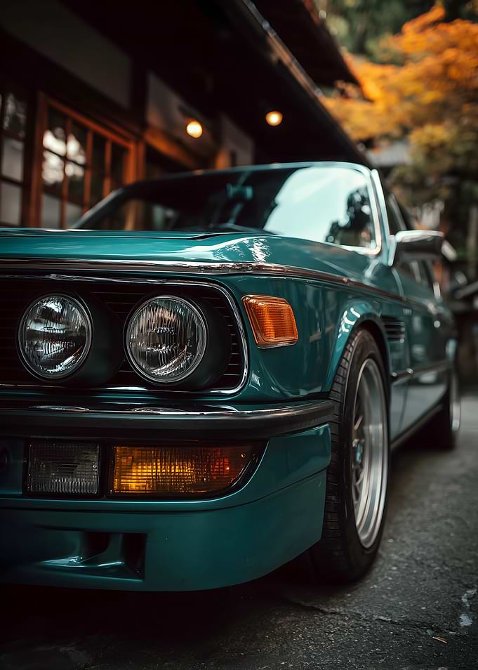 Teal Vintage Car Close-Up