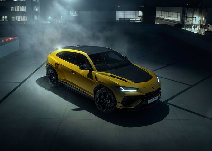 Yellow Lamborghini Urus on Dark Background