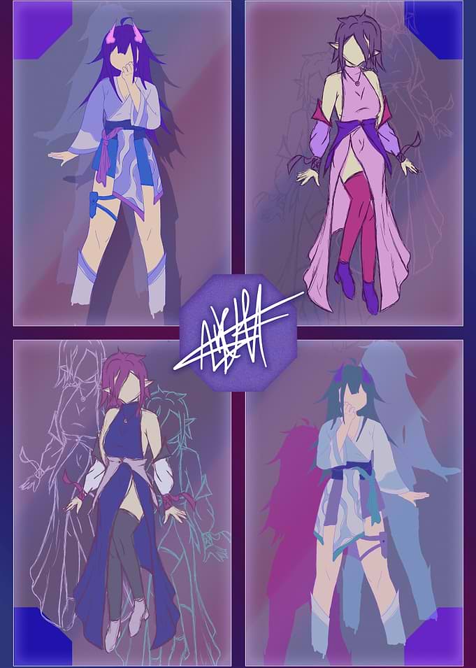 Four Anime Character Design Sketches