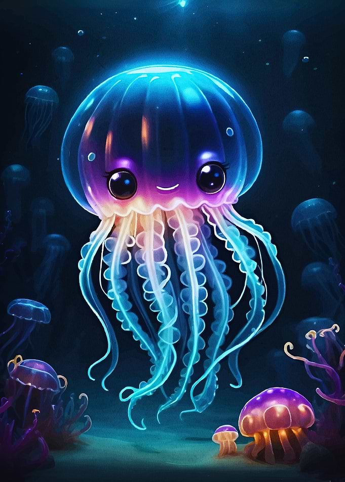 Cute Jellyfish Deep Sea