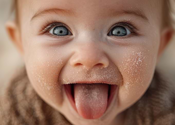 Baby with Tongue Out Close-Up