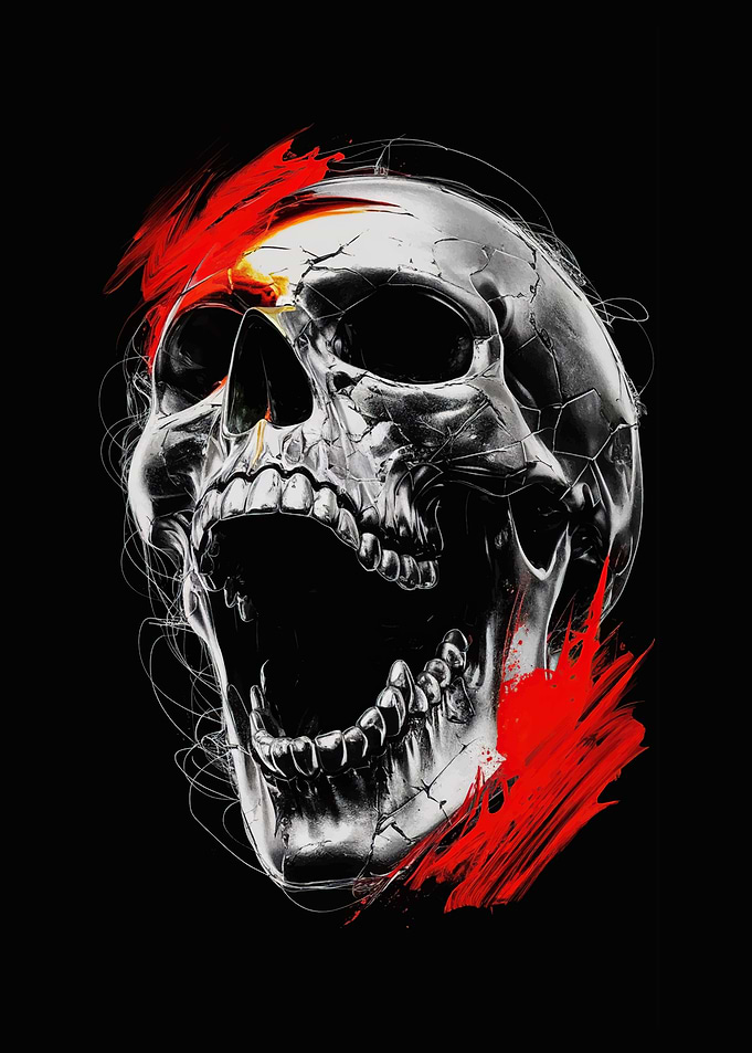 Skull with Red Paint Splatters