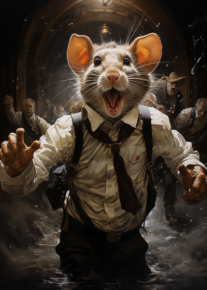 Anthropomorphic Rat in Tunnel