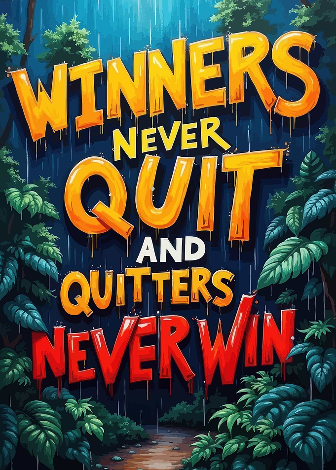 Winners Never Quit Motivational Art