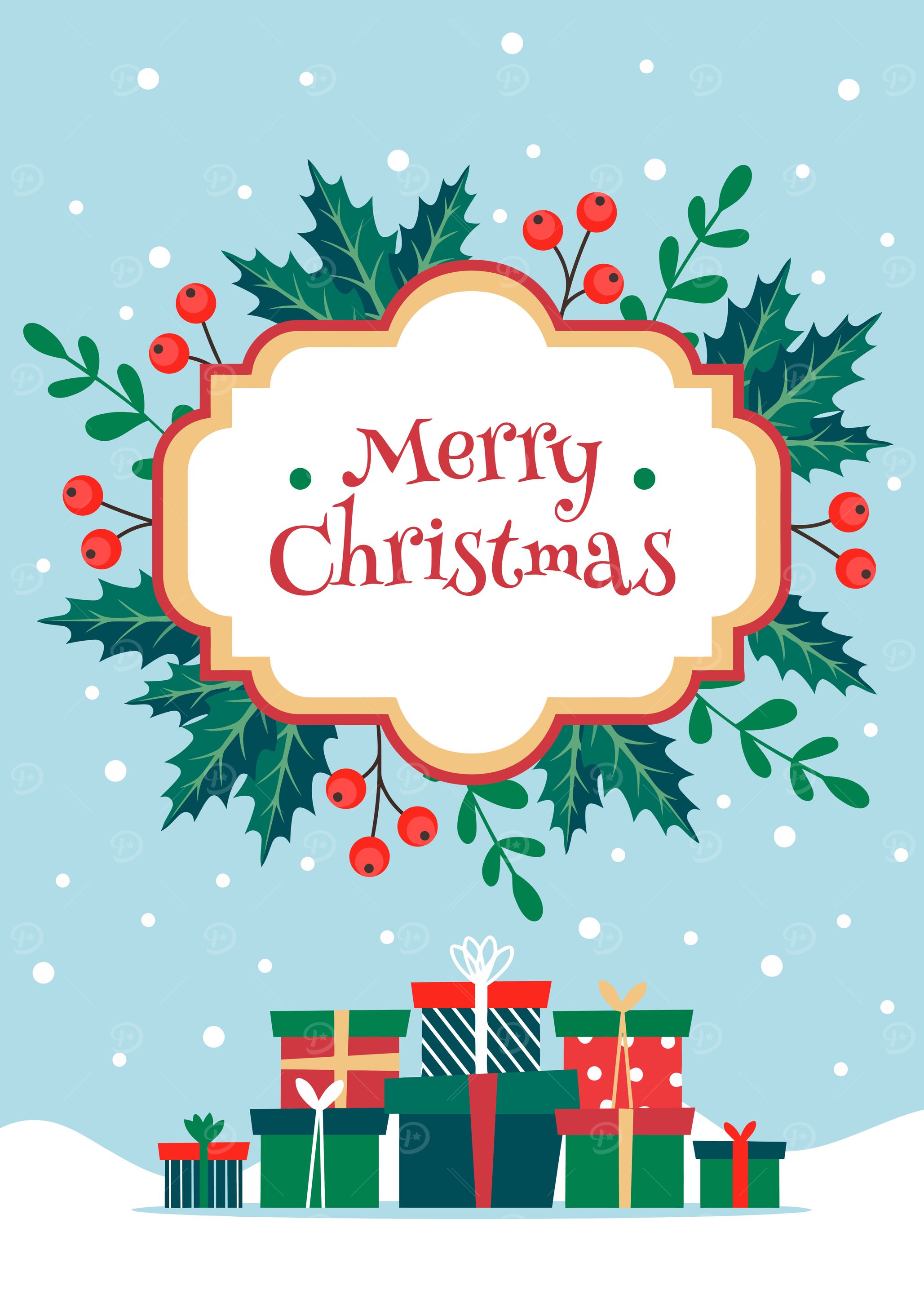 Merry Christmas Card with Gifts