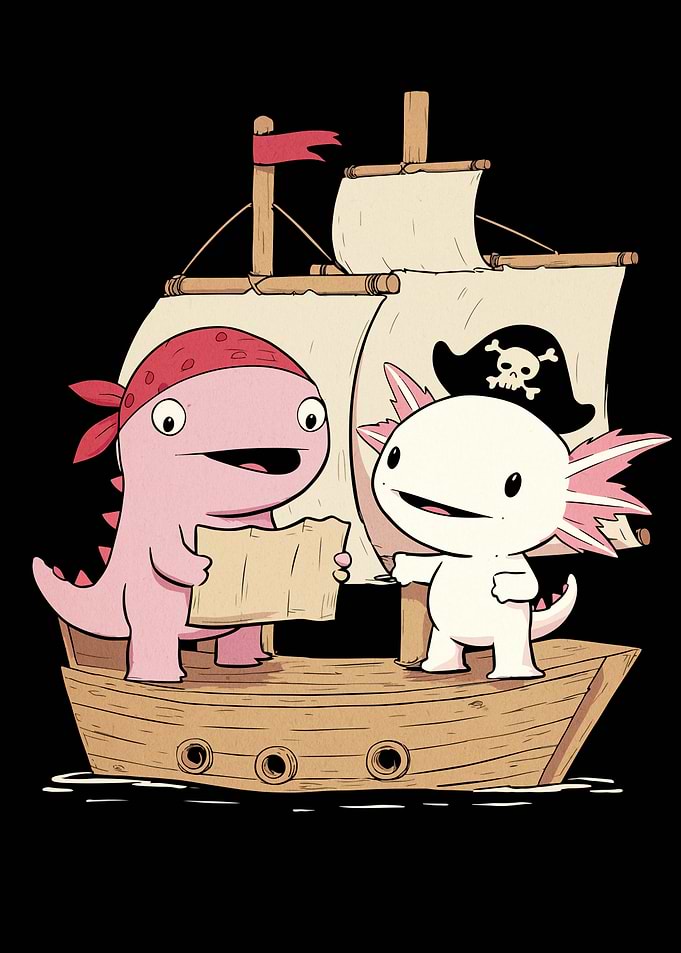 Dinosaur and Axolotl Pirate Adventure