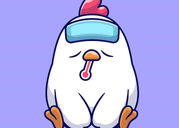 Sick Chicken Cartoon Illustration