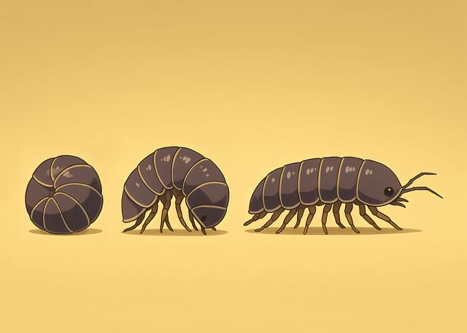 Pill Bug Position Stages Illustration