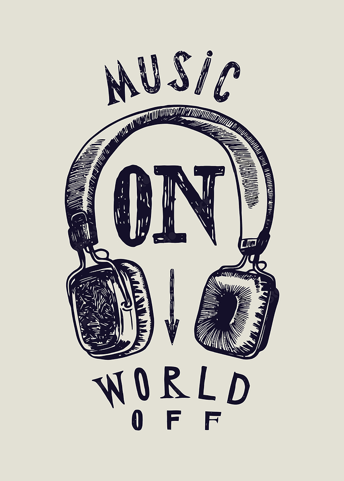 Music On World Off Headphones Art