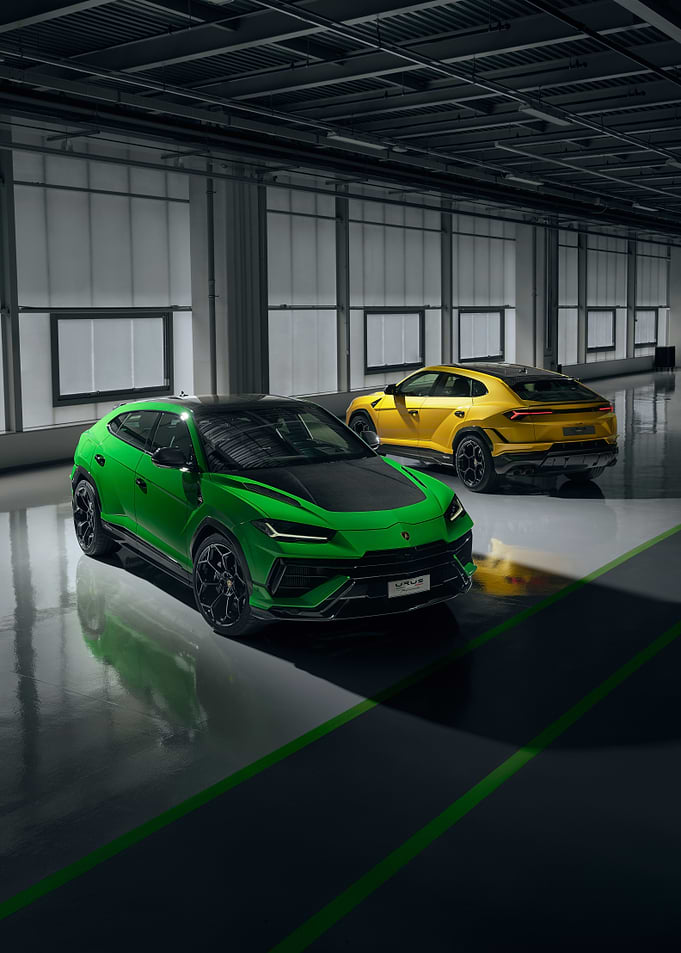 Green and Yellow Lamborghini Urus Cars