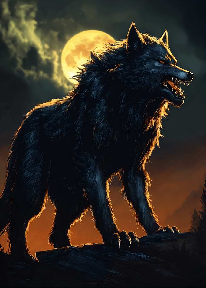 Fierce Werewolf Under Full Moon