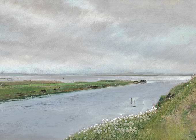 Calm River Landscape Painting