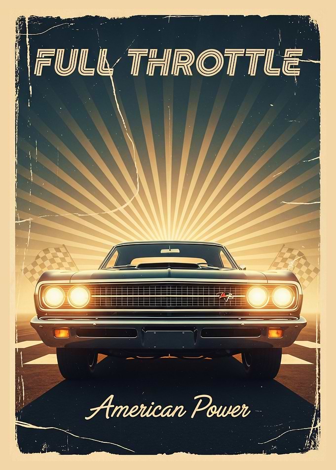 Full Throttle American Power Car Poster