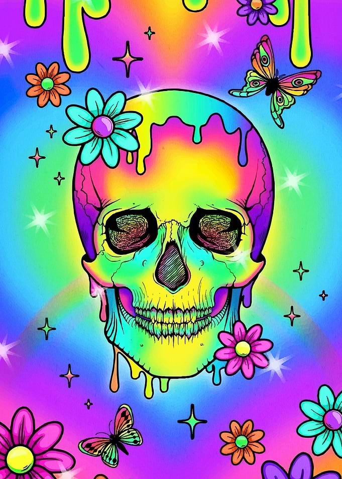Psychedelic Skull Flowers