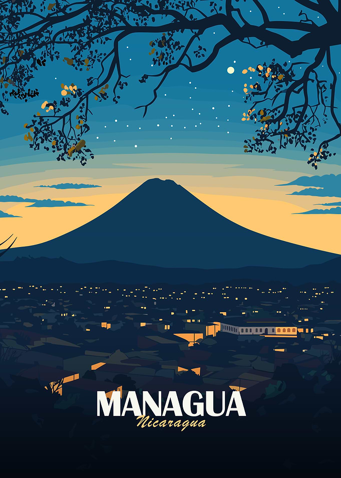 Managua Nicaragua Cityscape at Night