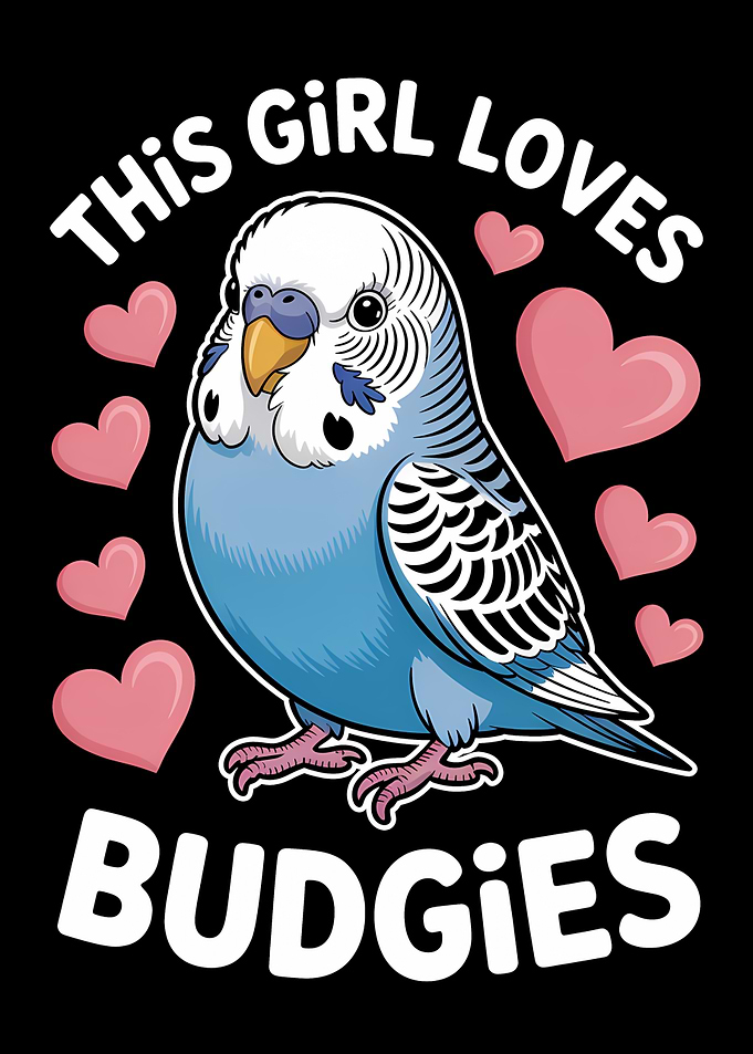 This Girl Loves Budgies Illustration