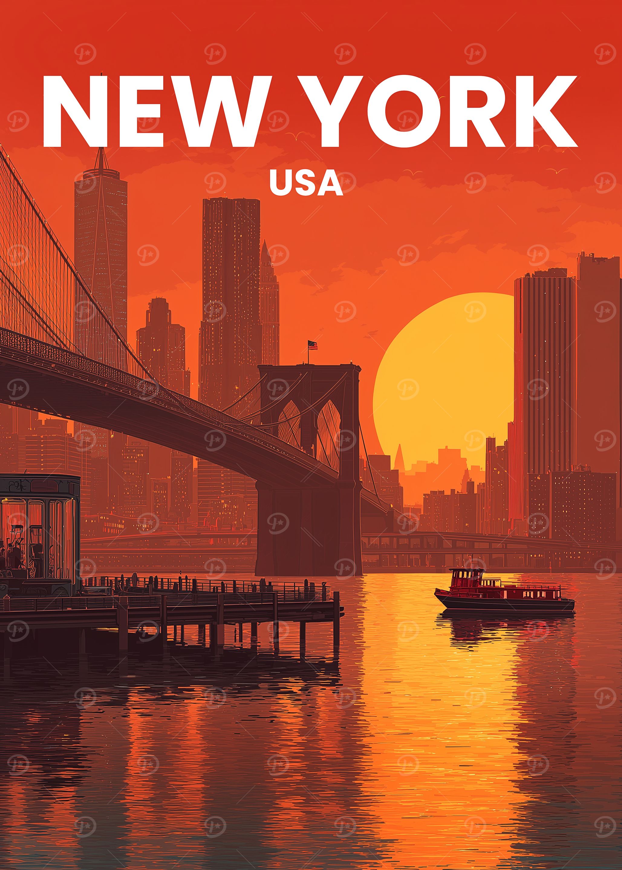 New York Cityscape at Sunset