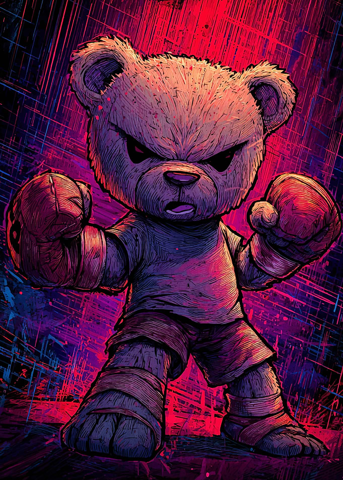 Angry Teddy Bear Boxer Illustration