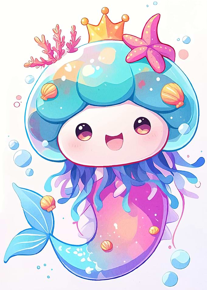 Jellyfish Mermaid Cartoon
