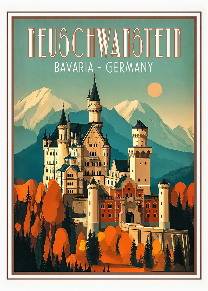 Neuschwanstein Castle Bavaria Germany Travel Poster