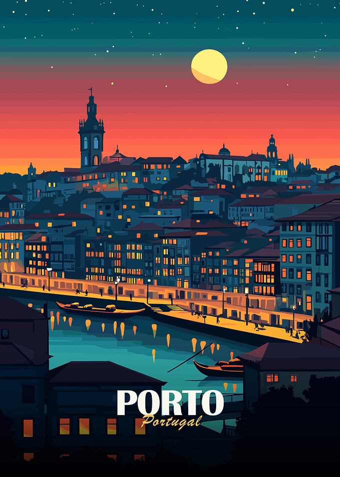 Porto, Portugal at Night
