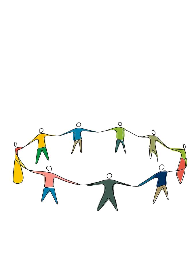People holding Hands Together Minimalist Line Art