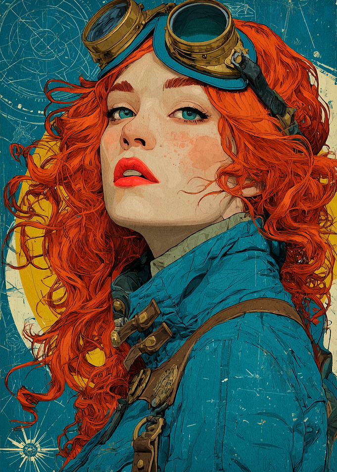 Steampunk Girl with Goggles Portrait