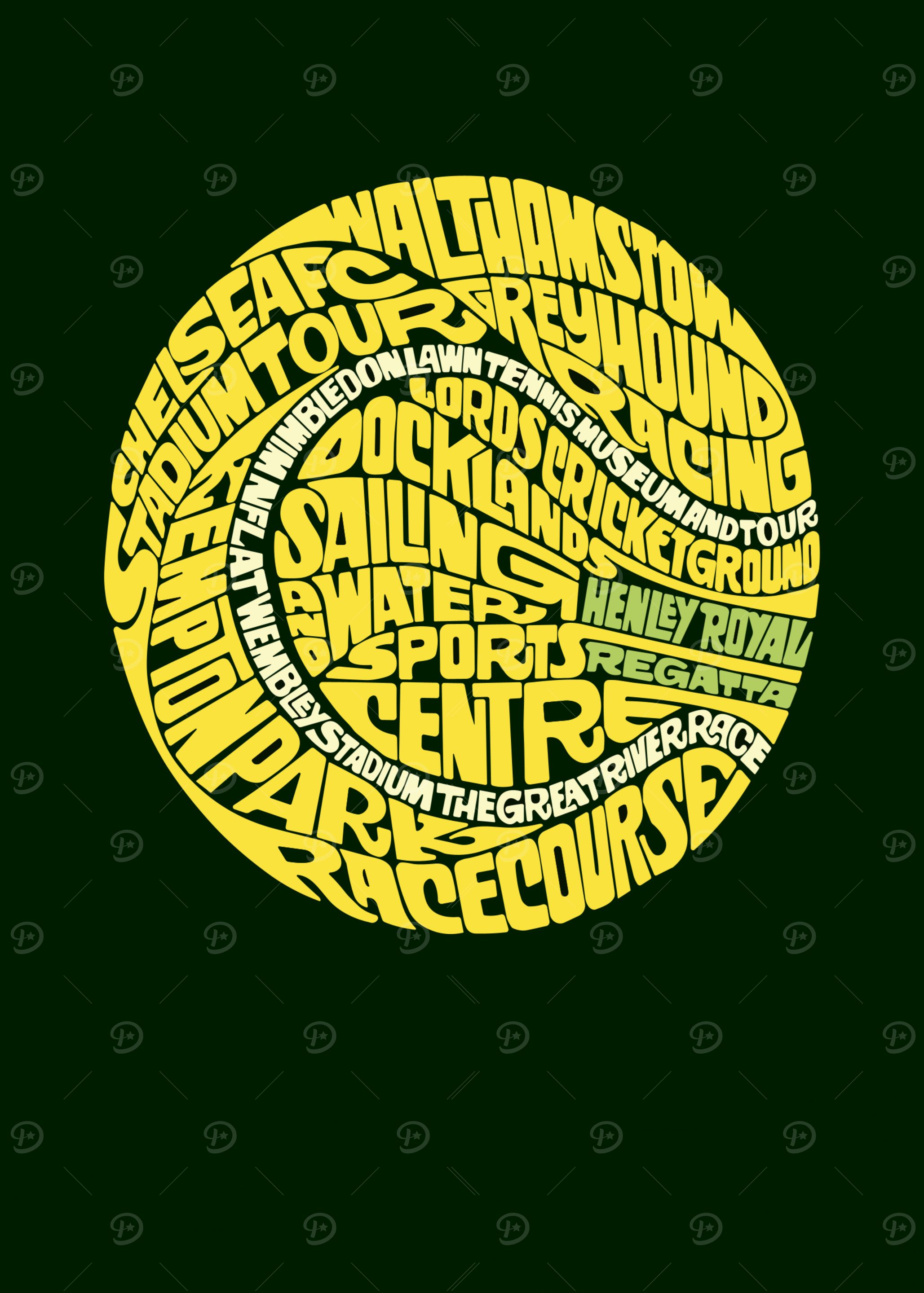 London Sports Venues Typography Art