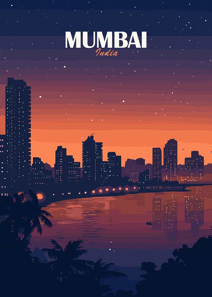Mumbai India Cityscape at Night