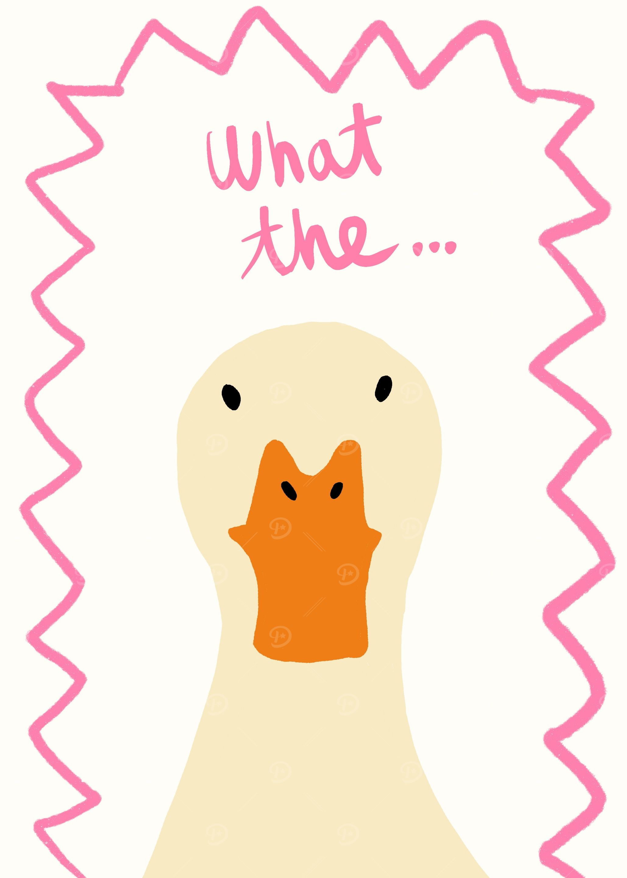 Surprised Duck Illustration with Text