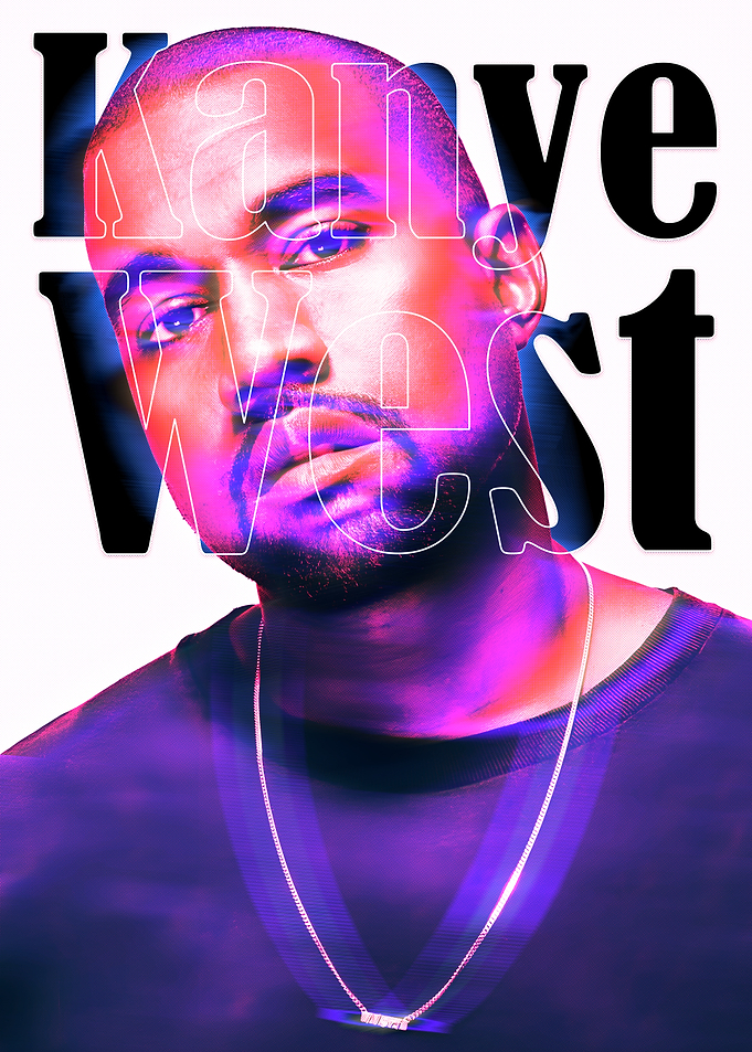 Kanye West Portrait with Text Overlay