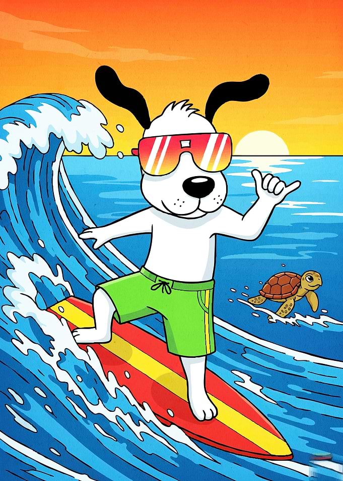 Surfing Dog Turtle