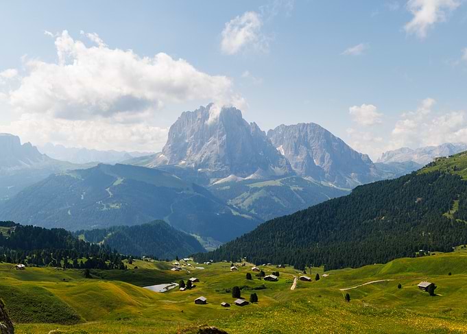 Mountain Landscape with Green Meadow - Italy