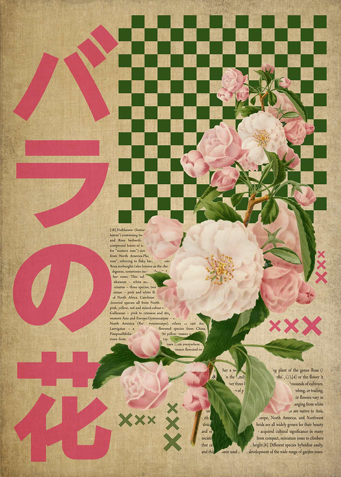 Floral Japanese Art with Roses