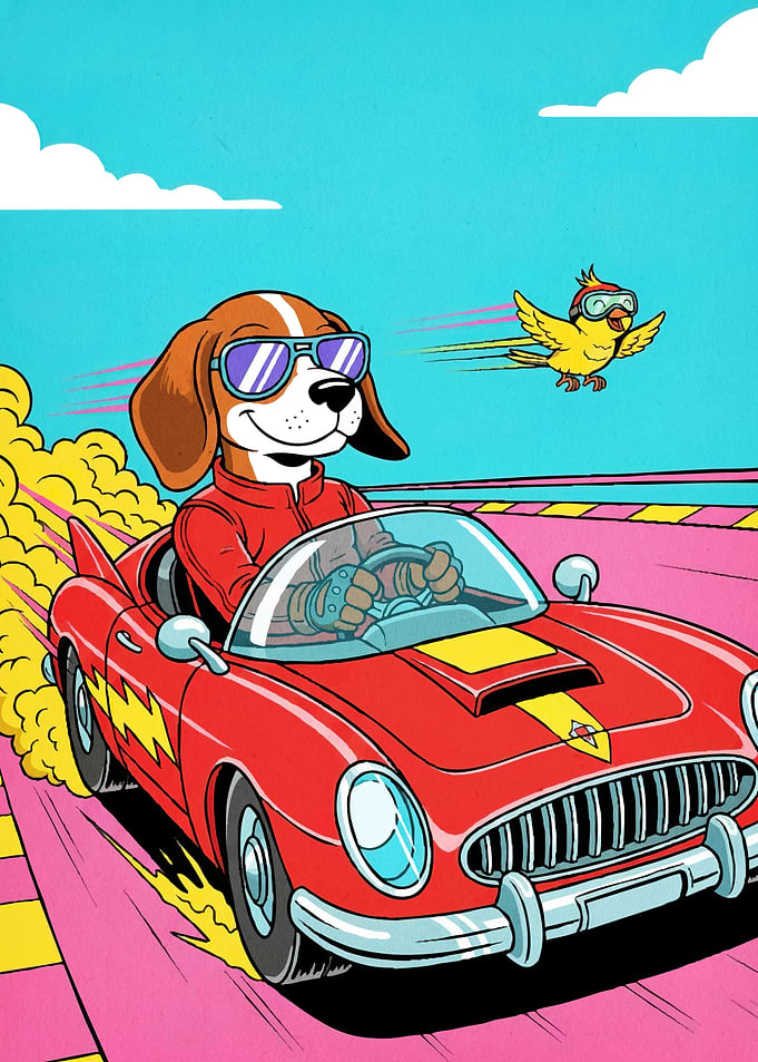 Dog race car