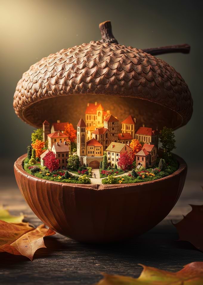 Acorn Village Miniature Autumn Scene