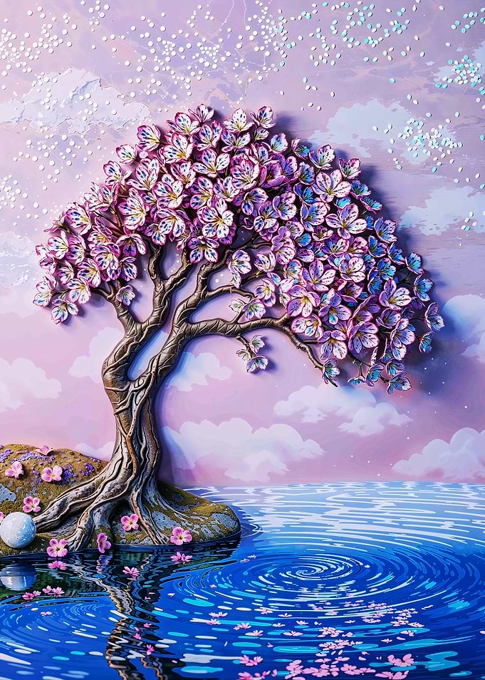 Cherry Blossom Tree by the Water
