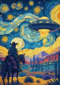 Cowboy, UFO, and Starry Night