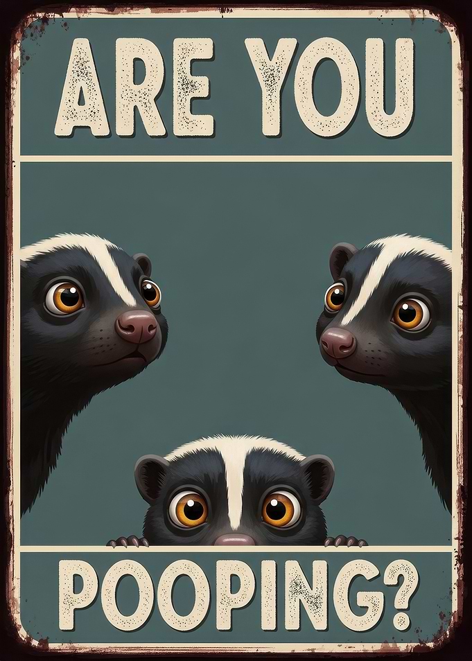 Are You Pooping? Skunk Cartoon Sign