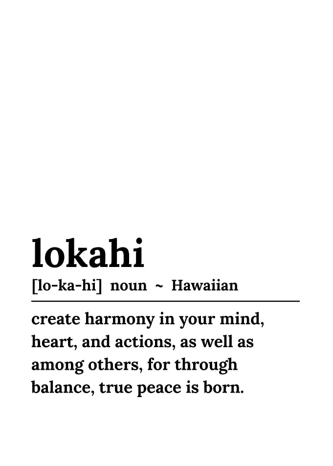Lokahi Hawaiian Definition Typography Art