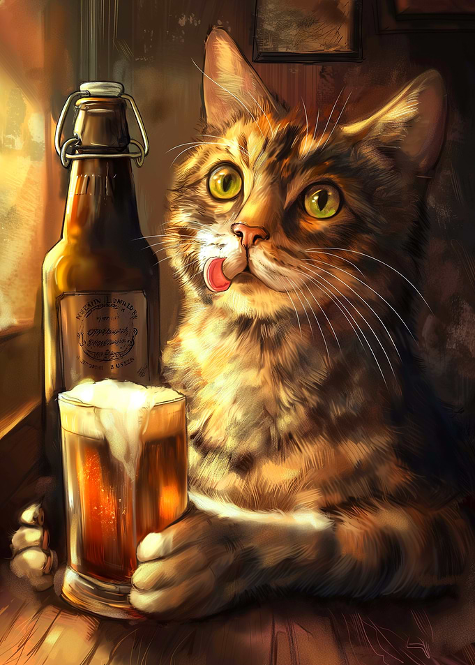 Cat with Beer