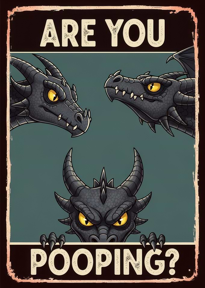 Are You Pooping? Dragon Poster