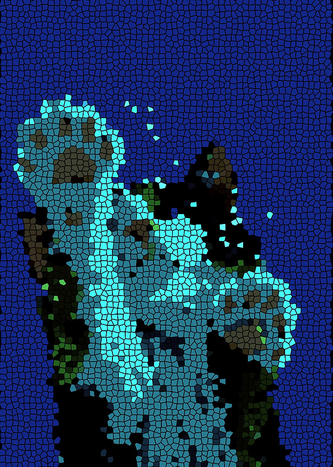 Cat Abstract Mosaic Coral Reef