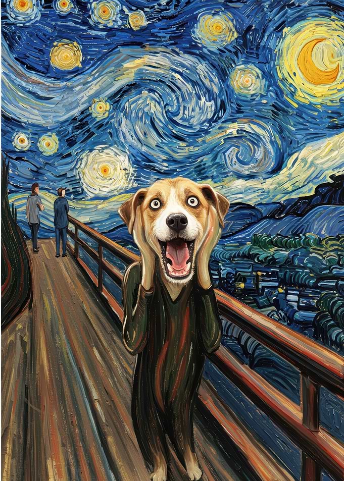 Dog Scream Starry Night Parody