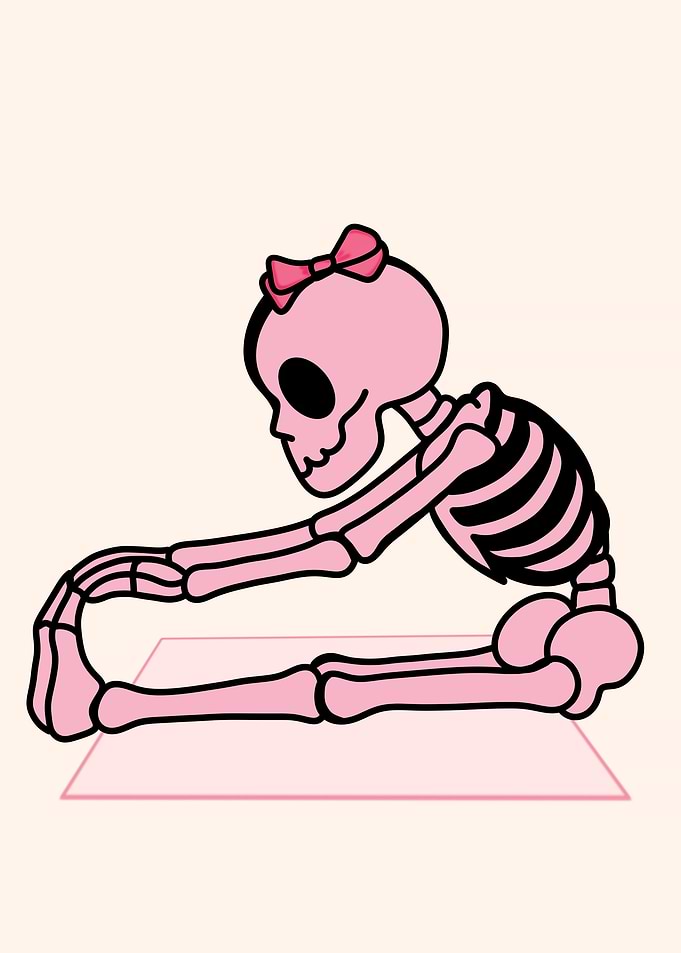 Pink Skeleton Yoga Pose with Bow