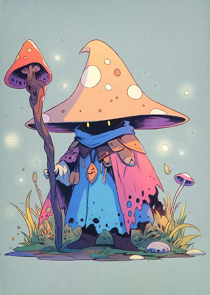 Mushroom Wizard Cartoon