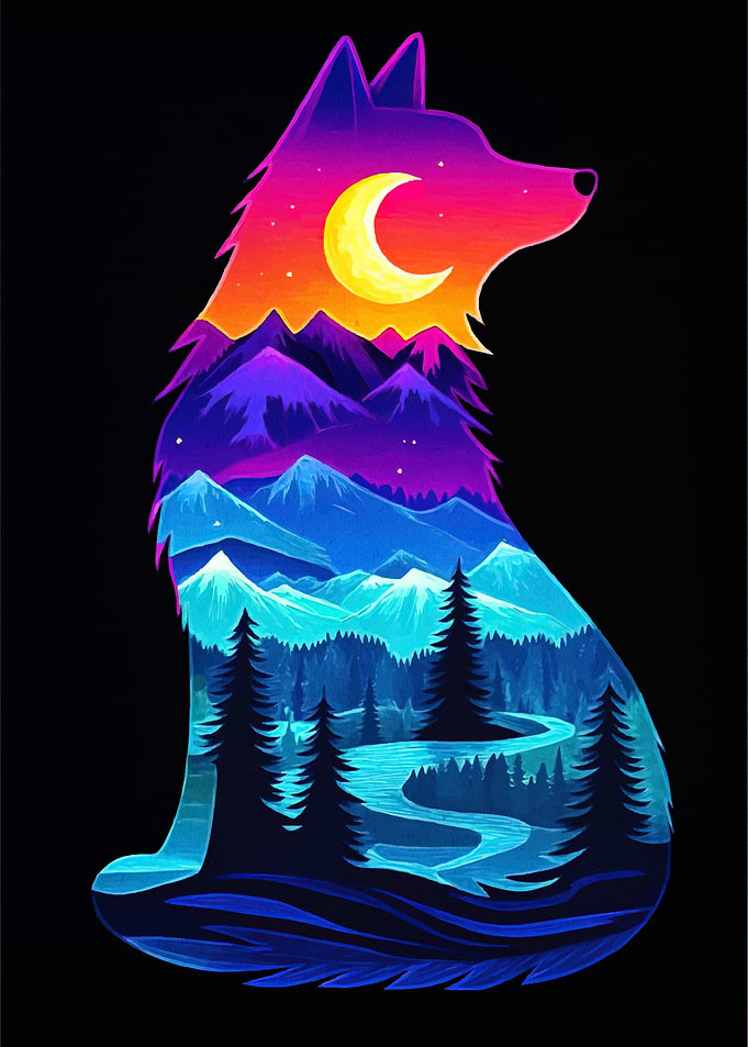 Wolf Silhouette Landscape