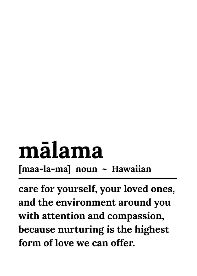 Mālama Hawaiian Word Definition Art