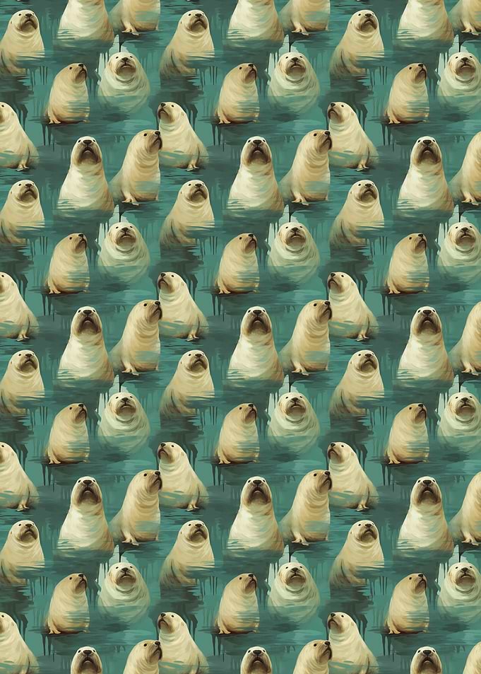 Seal Pattern on Teal Background